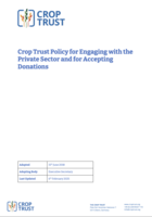 Crop Trust Policy for Engaging with the Private Sector and for Accepting Donations