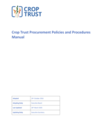 Crop Trust Procurement Policies and Procedures Manual