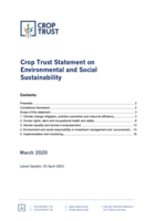 Crop Trust Statement on Environmental and Social Sustainability